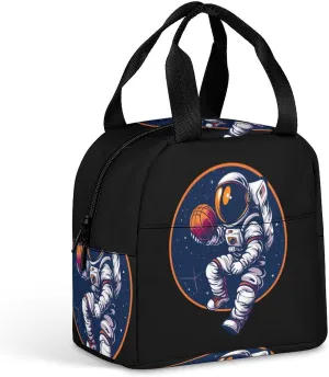 Astronaut Slam Dunk Basketball Space Lunch Box for Women Men Insulated Lunch Bag Reusable Lunch Tote Bag Lunch Container