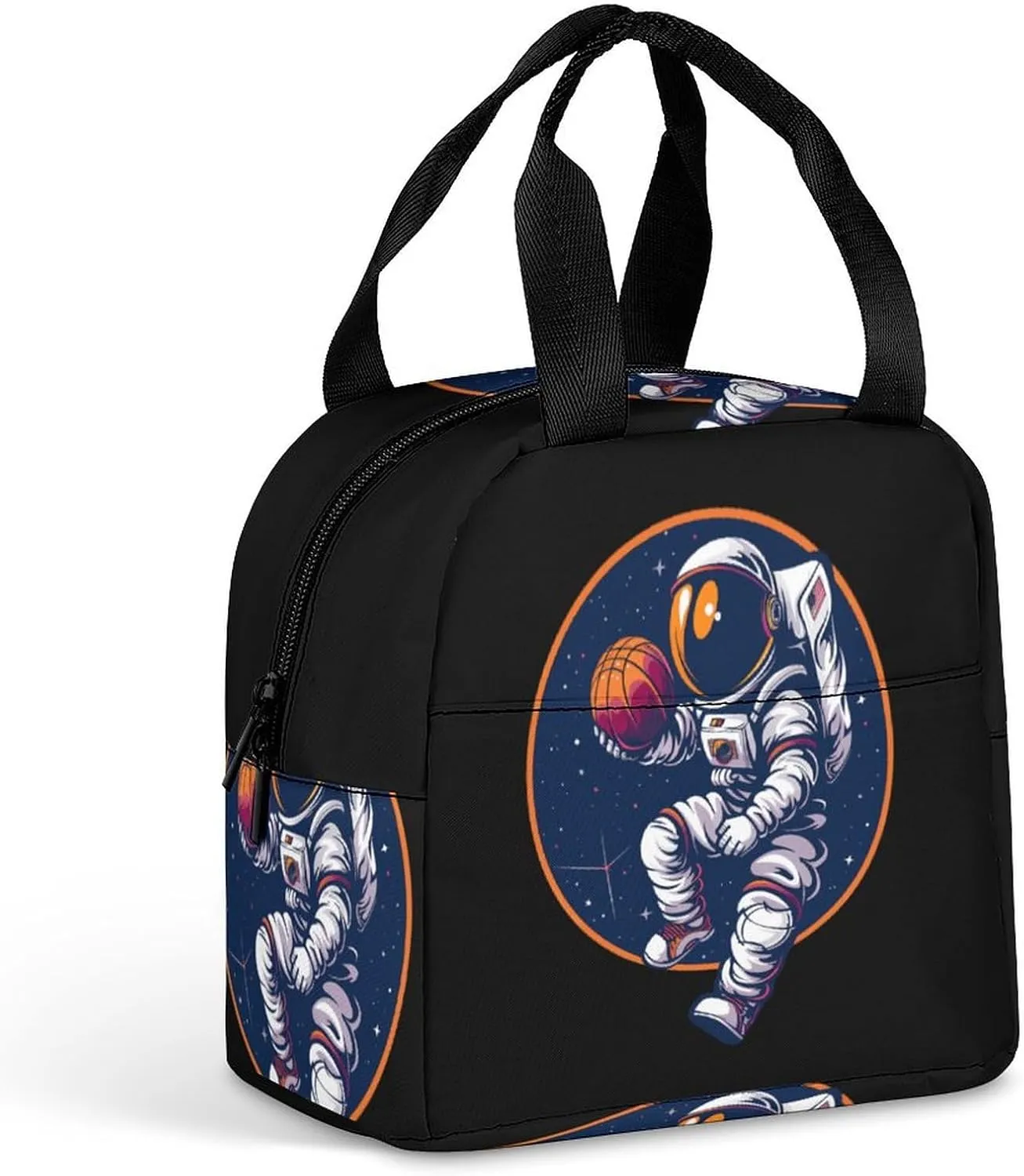 Astronaut Slam Dunk Basketball Space Lunch Box for Women Men Insulated Lunch Bag Reusable Lunch Tote Bag Lunch Container