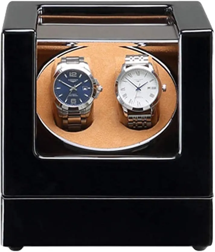 Automatic Double Watch Winder Box Built-in Led Light Piano Paint Exterior Dual Power Supply Quiet Motor Classic
