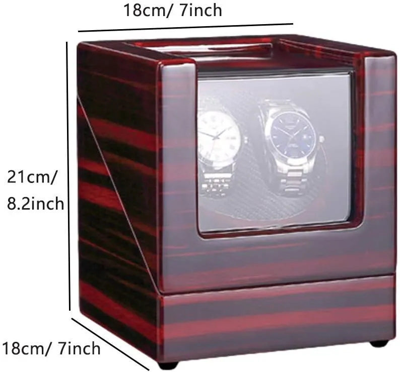 Automatic Double Watch Winder Box with Blue Led Light Piano Paint Finish Quiet Motor Ac Adapter and Battery Powered Upscale Watch Winder Display Watch Box Case Watch Storage