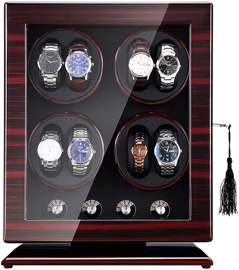 Automatic Watch Winder 8 Watch Winder Box 5 Rotation Mode Wood Shell Piano Paint Exterior Quiet Motor Watch Winder Watch Box Case Watch Storage Display Gift