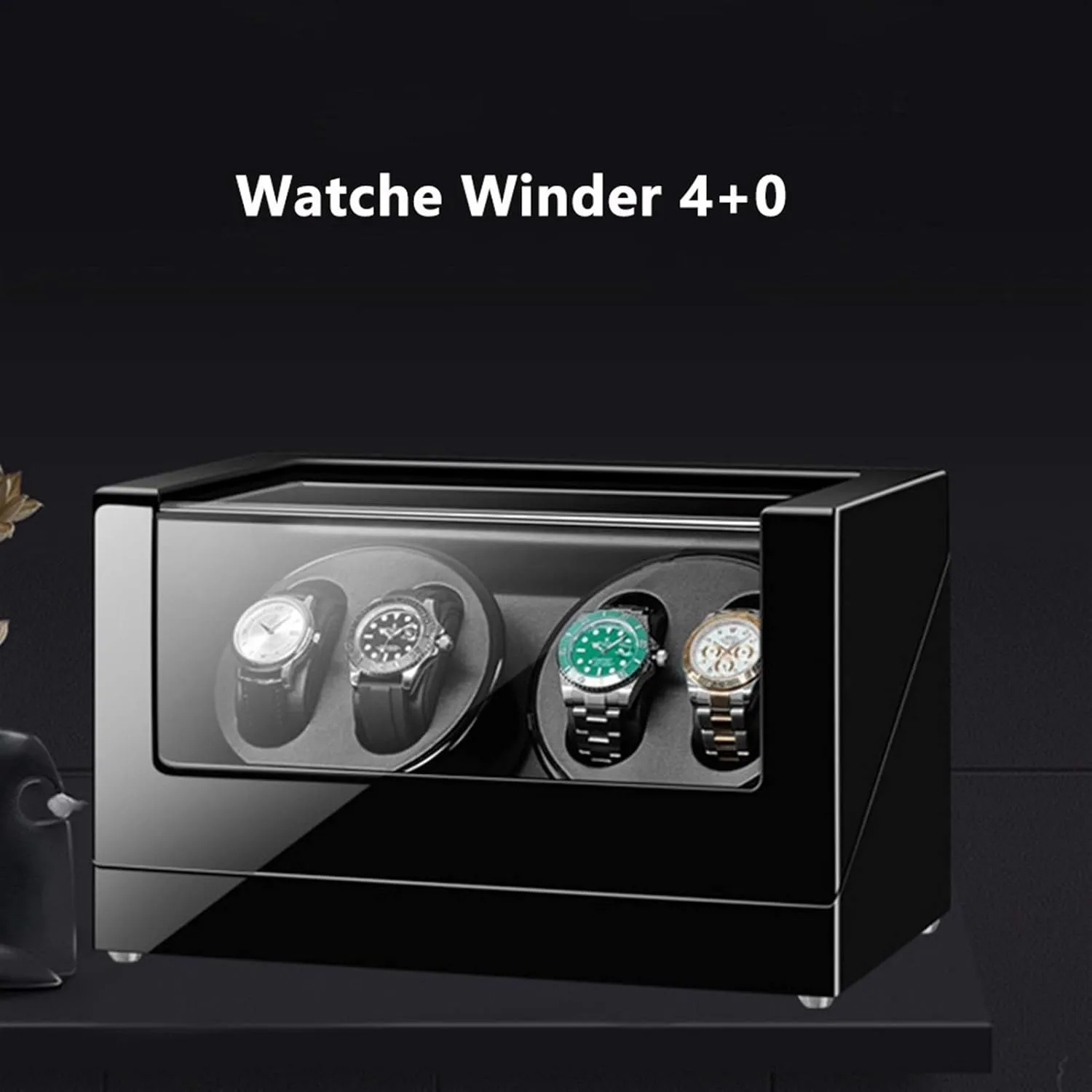 Automatic Watch Winder Box 4 Quiet Motor Wood Shell Piano Paint Exterior Flexible Watch Pillows for Man Women Watches Watch Winder Display Watch Box Watch Storage Gift