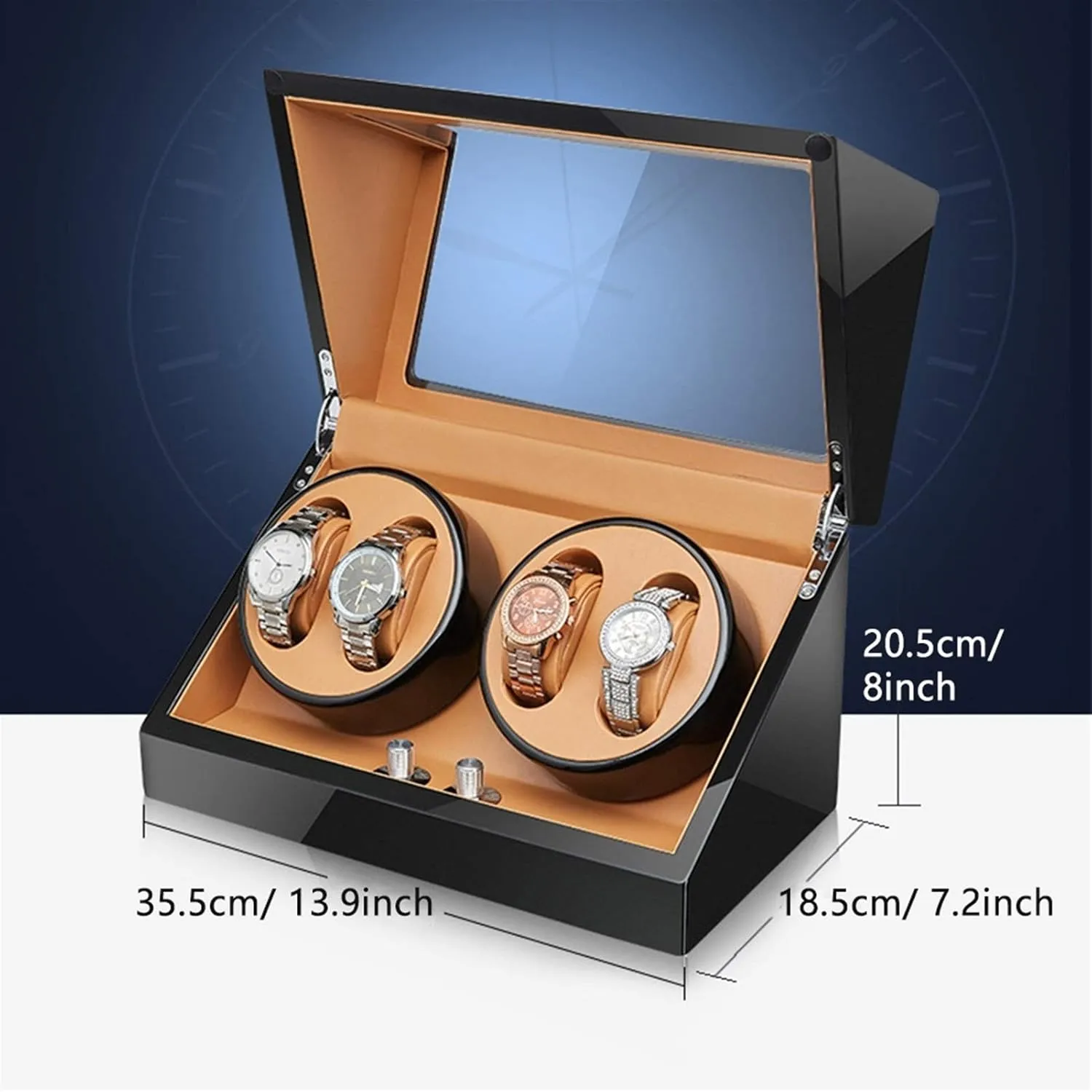 Automatic Watch Winder Box 4 Quiet Motor Wood Shell Piano Paint Exterior Flexible Watch Pillows for Man Women Watches Watch Winder Display Watch Box Watch Storage Gift