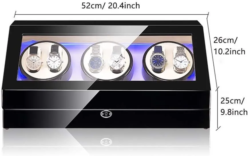 Automatic Watch Winder Box for 6 Watch   10 Storage Wood Shell Piano Paint Finish Built-in Illumination Quiet Motor Watch Winder Watch Winder Watch Box Storage (B A)