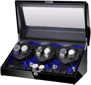 Automatic Watch Winder Box for 6 Watch   10 Storage Wood Shell Piano Paint Finish Built-in Illumination Quiet Motor Watch Winder Watch Winder Watch Box Storage (D A)