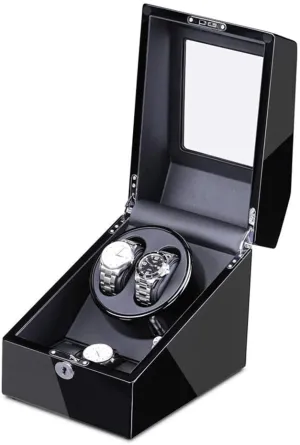 Automatic Watch Winder for 2 Watches   3 Storage Quiet Motor Adapter and Battery Powered Wood Shell Piano Paint Exterior Watch Winder Watch Winder Watch Box Storage (B A)