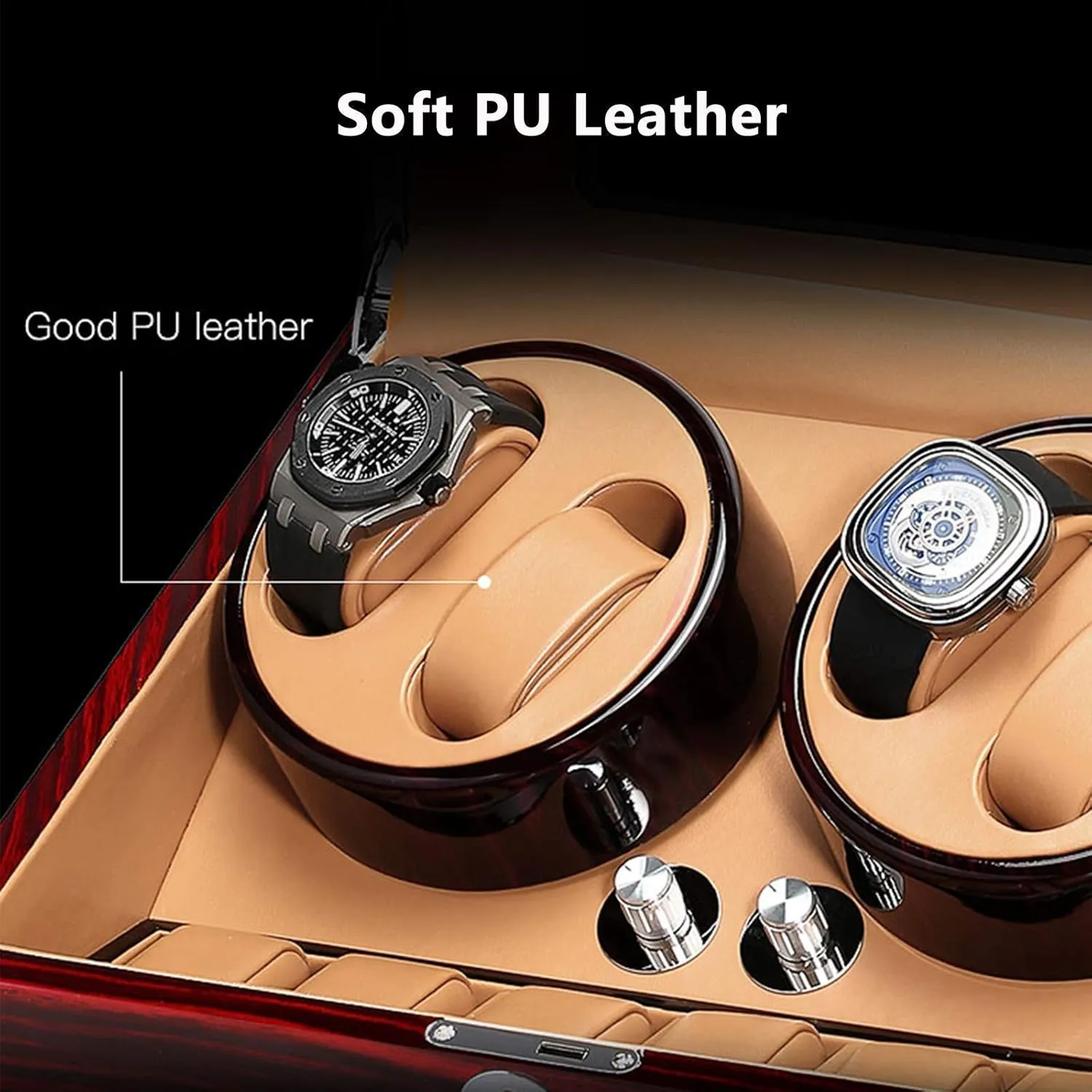 Automatic Watch Winder Watch Storage Box Wood Shell Piano Paint Exterior Dual Power Supply Quiet Motor (White 4 6)