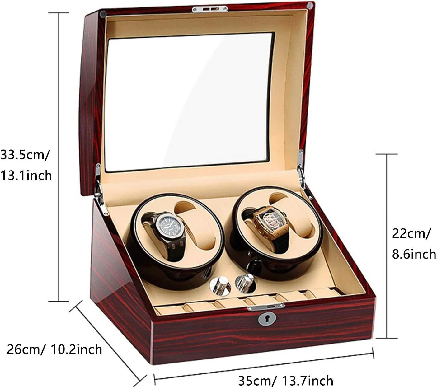 Automatic Watch Winder Watch Storage Box Wood Shell Piano Paint Exterior Dual Power Supply Quiet Motor (White 4 6)