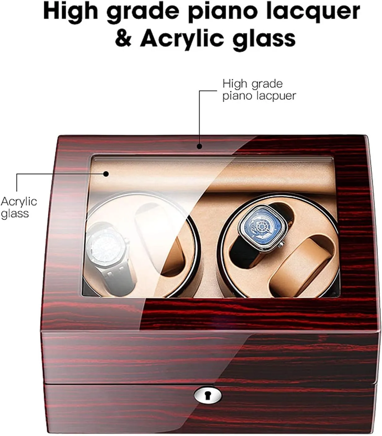 Automatic Watch Winder Watch Storage Box Wood Shell Piano Paint Exterior Dual Power Supply Quiet Motor (White 4 6)