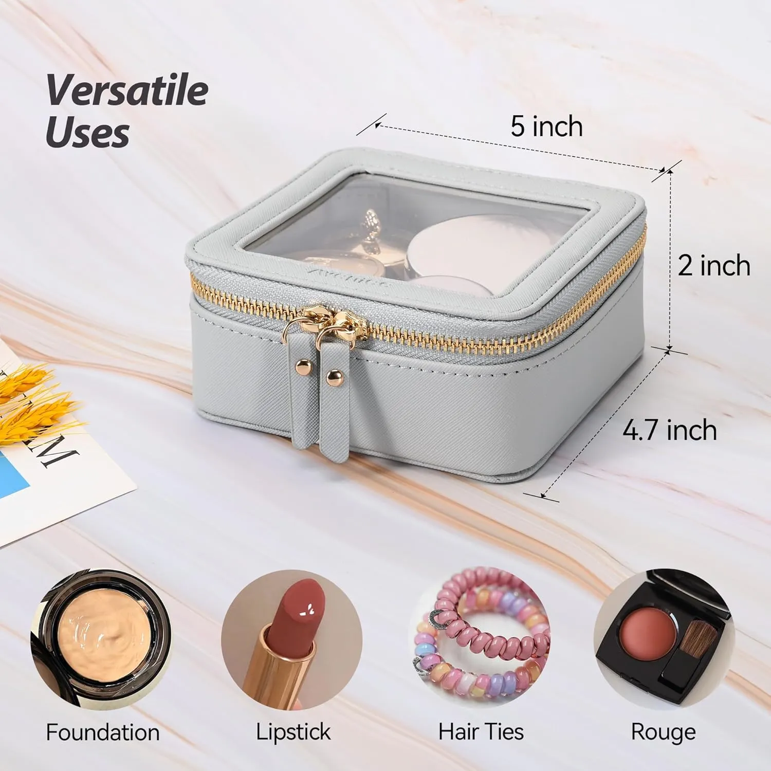 Aveniee Clear Makeup Bag Small, Mini Travel Toiletry Bag Cosmetic Bags Organizer, TSA Approved Clear Makeup Case Pouch with Zipper, Car Essentials for Women Men(Blue)