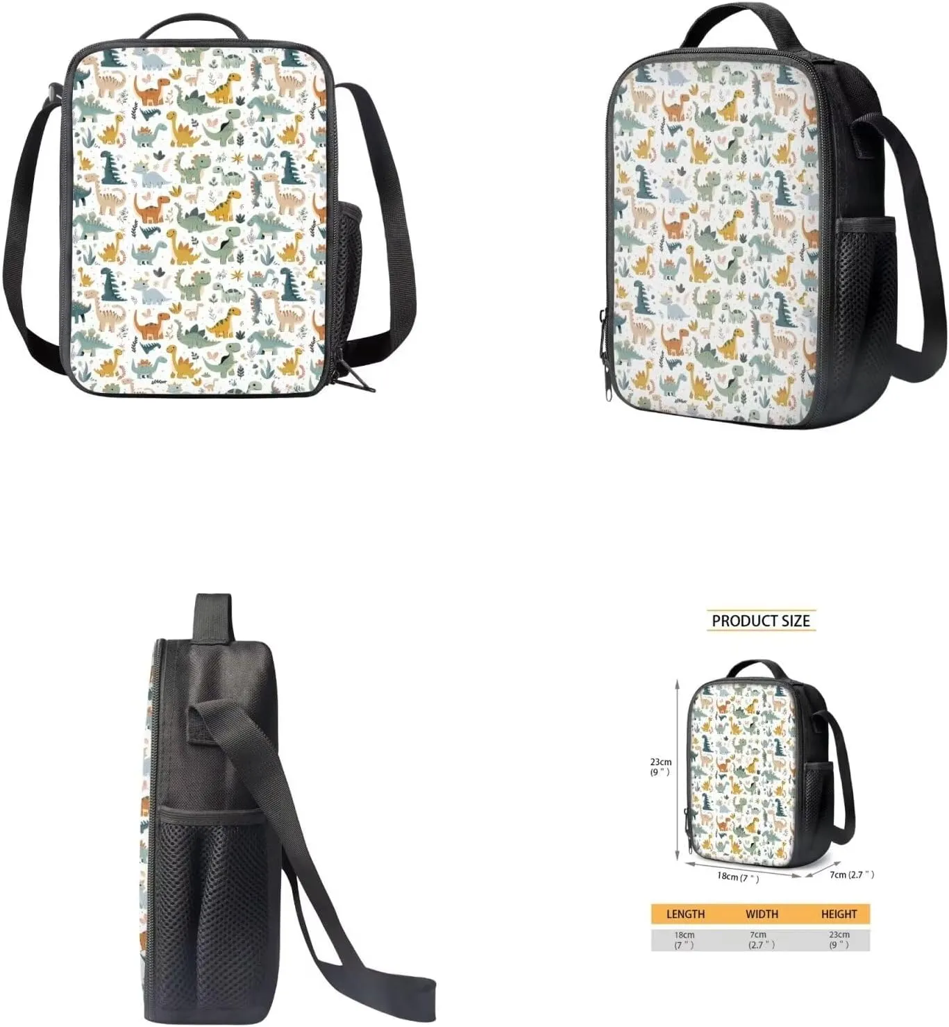 Baby Dinosaur Kids School Bag 5-7 Little Girl Backpack with Lunch Carrying Case and Zip Pencil Pouch Stylish 4 pcs Backpack Set Shoulder Bag with Soft Padding for School Library