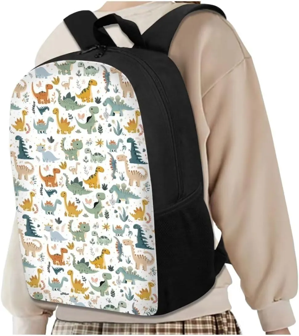 Baby Dinosaur Kids School Bag 5-7 Little Girl Backpack with Lunch Carrying Case and Zip Pencil Pouch Stylish 4 pcs Backpack Set Shoulder Bag with Soft Padding for School Library