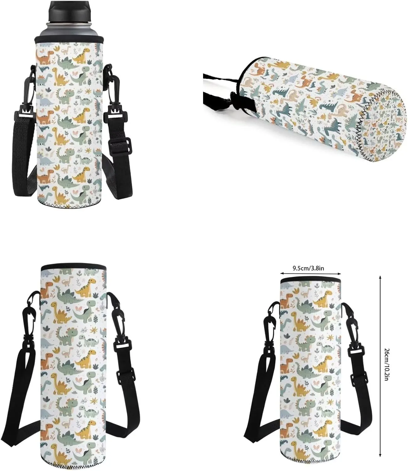 Baby Dinosaur Kids School Bag 5-7 Little Girl Backpack with Lunch Carrying Case and Zip Pencil Pouch Stylish 4 pcs Backpack Set Shoulder Bag with Soft Padding for School Library