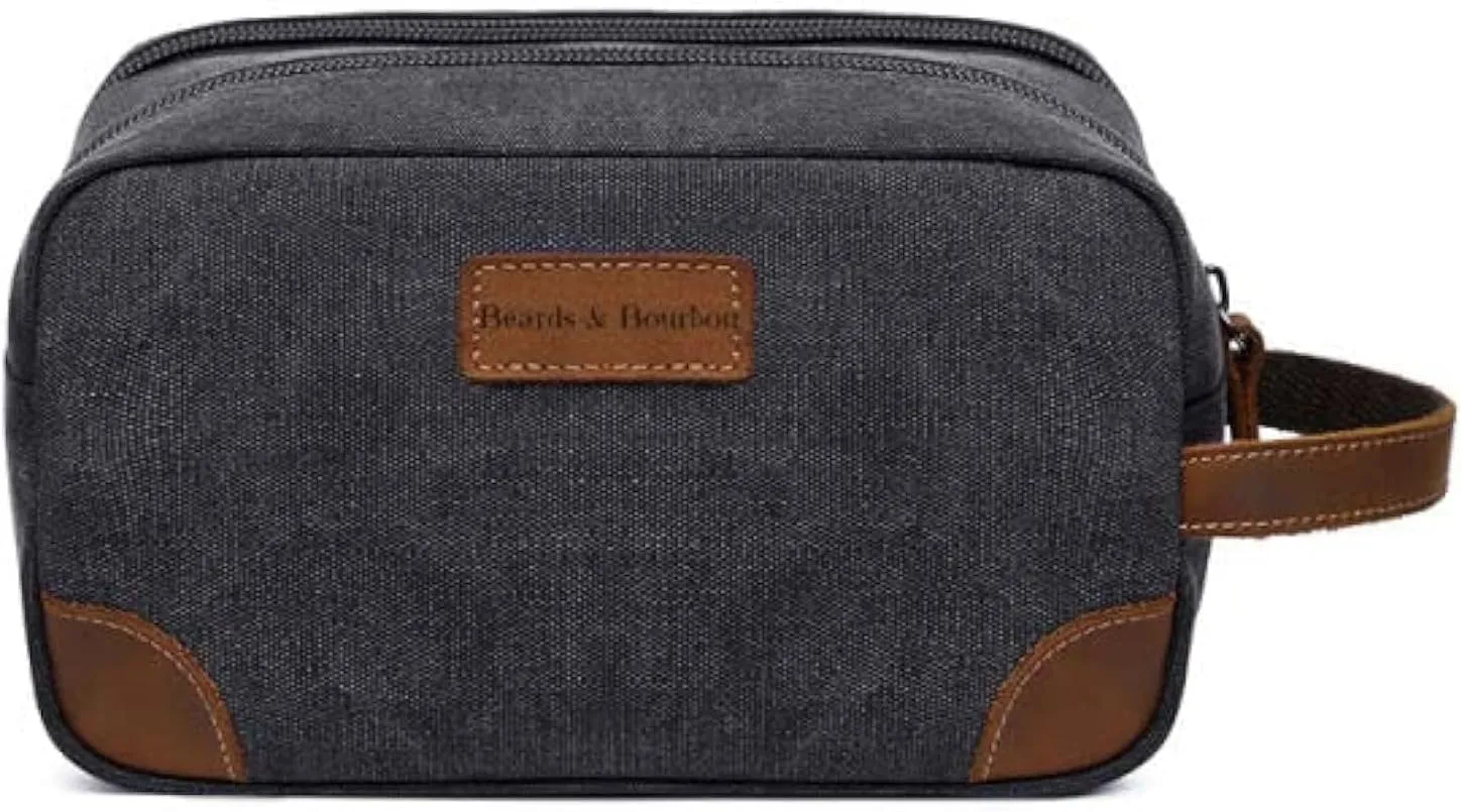 BABY HAIR BEARDS & BOURBON LUXURY TRAVEL/TOILETRY BAG Hanging Dopp Kit for Men Water Resistant Canvas Shaving Bag with Large Capacity for Travel