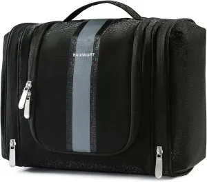 BAGSMART Extra Large Toiletry Bag Hanging Toiletry Bag for Travel, Water-resistant Cosmetic Makeup Travel Bag, Capacity Travel Bag Organizer for Full-size Toiletries, Black-Large