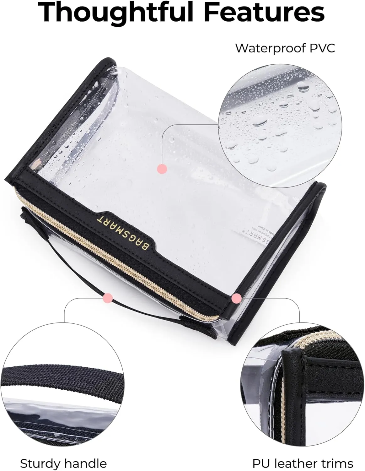BAGSMART TSA Approved Toiletry Bag, Clear Travel Toiletry Bag, Makeup Cosmetic Pouch Bag for Women Men Carry on Airport Airline Quart Size Compliant Bag Organizer for Travel Essentials-2PCS Khaki