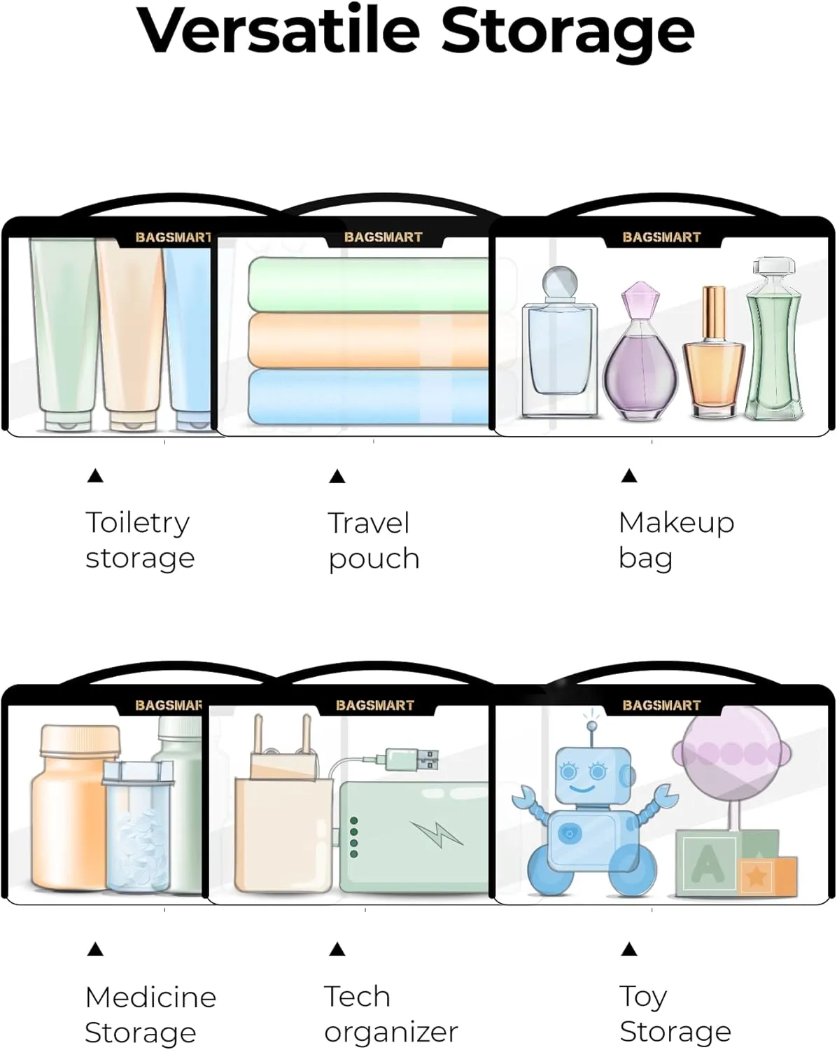 BAGSMART TSA Approved Toiletry Bag, Clear Travel Toiletry Bag, Makeup Cosmetic Pouch Bag for Women Men Carry on Airport Airline Quart Size Compliant Bag Organizer for Travel Essentials-2PCS Khaki