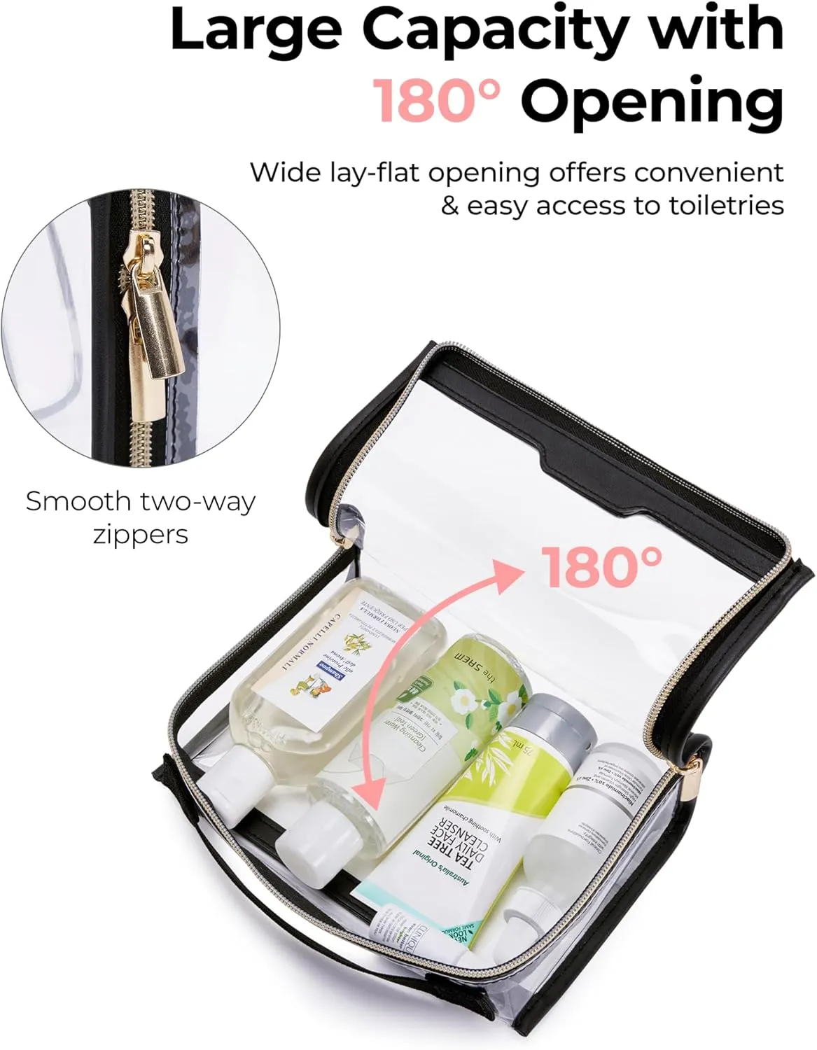 BAGSMART TSA Approved Toiletry Bag, Clear Travel Toiletry Bag, Makeup Cosmetic Pouch Bag for Women Men Carry on Airport Airline Quart Size Compliant Bag Organizer for Travel Essentials-2PCS Khaki