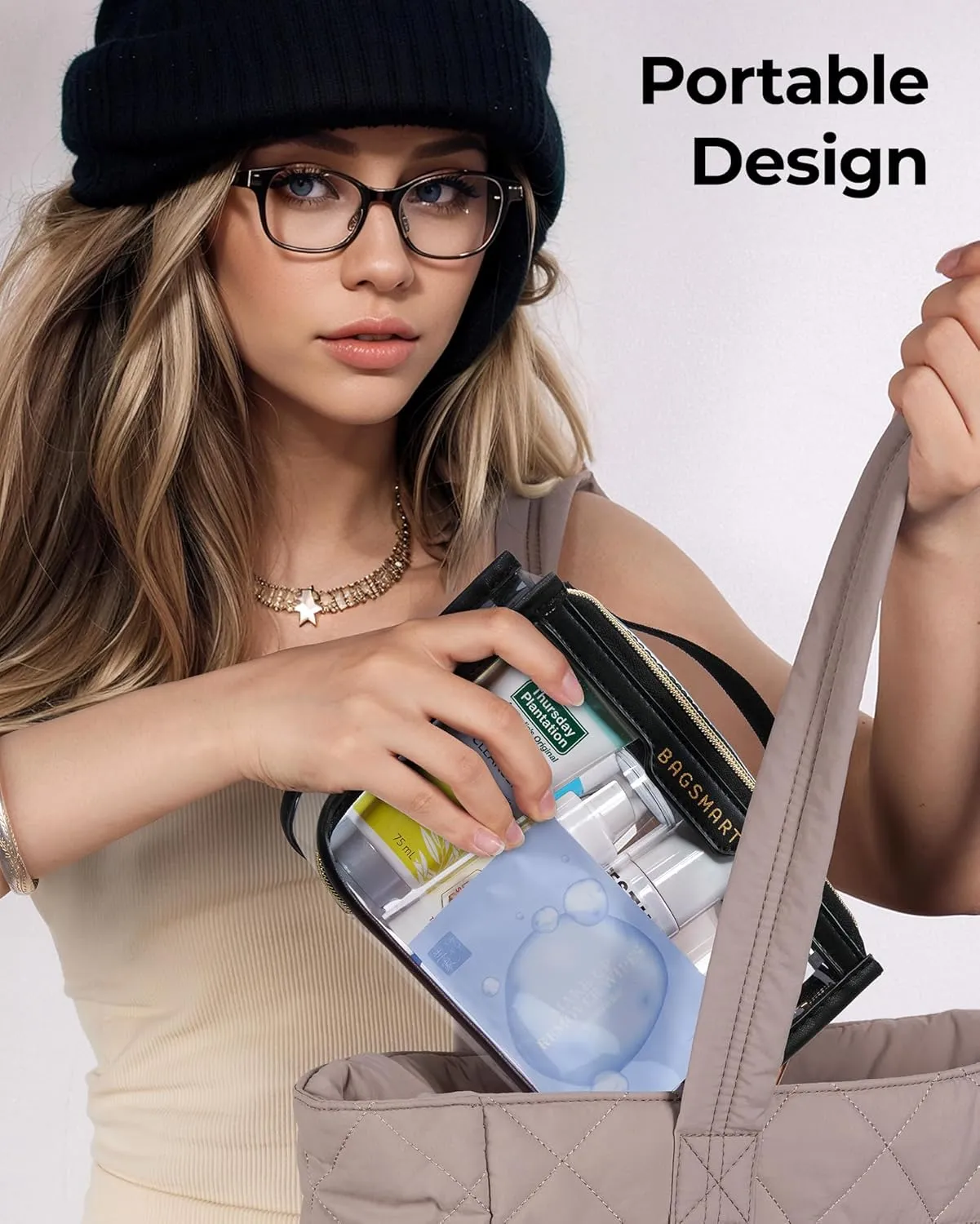 BAGSMART TSA Approved Toiletry Bag, Clear Travel Toiletry Bag, Makeup Cosmetic Pouch Bag for Women Quart Size Compliant Bag Organizer for Travel Essentials (GreyPack of 2)