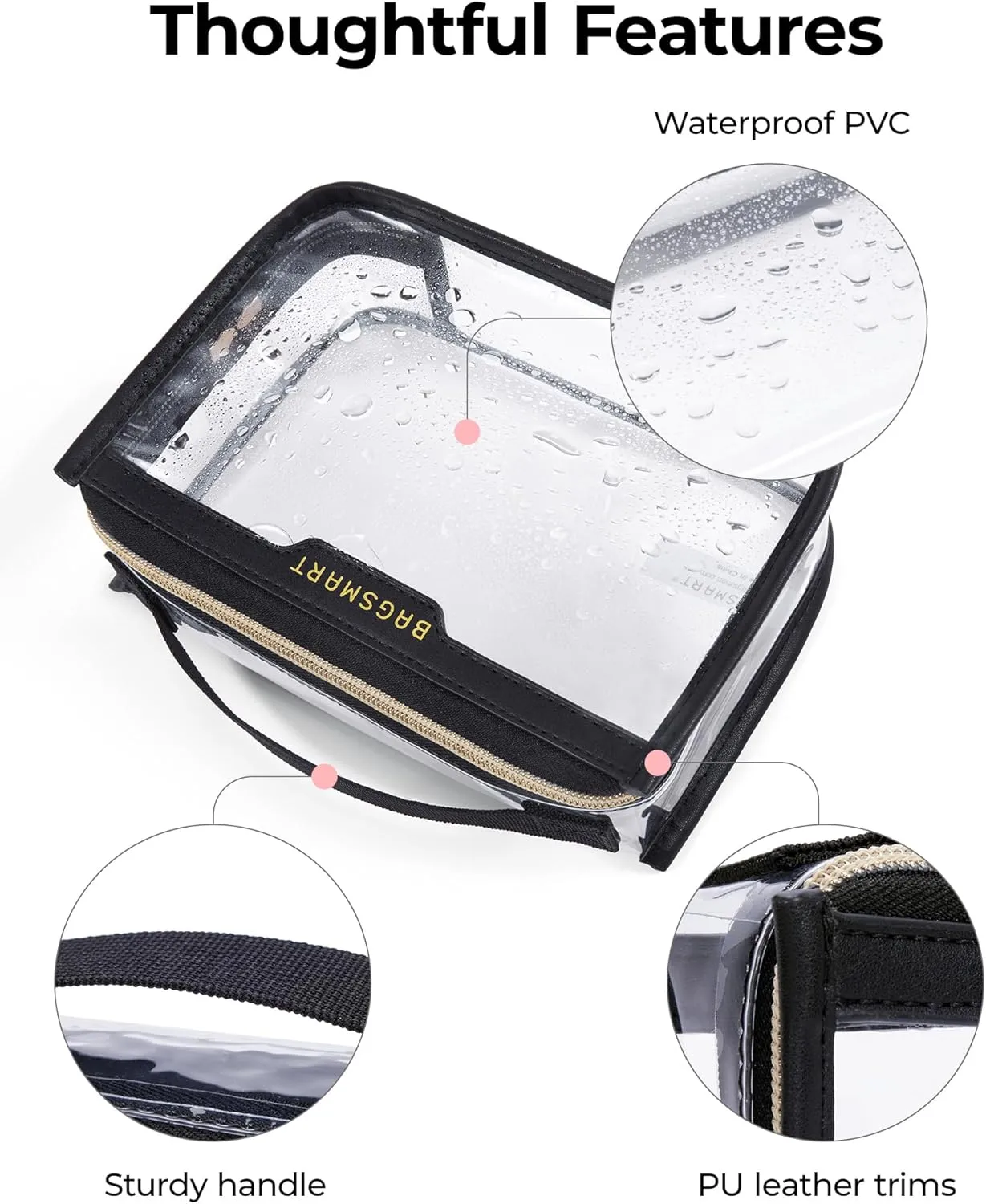BAGSMART TSA Approved Toiletry Bag, Clear Travel Toiletry Bag, Makeup Cosmetic Pouch Bag for Women Quart Size Compliant Bag Organizer for Travel Essentials (GreyPack of 2)
