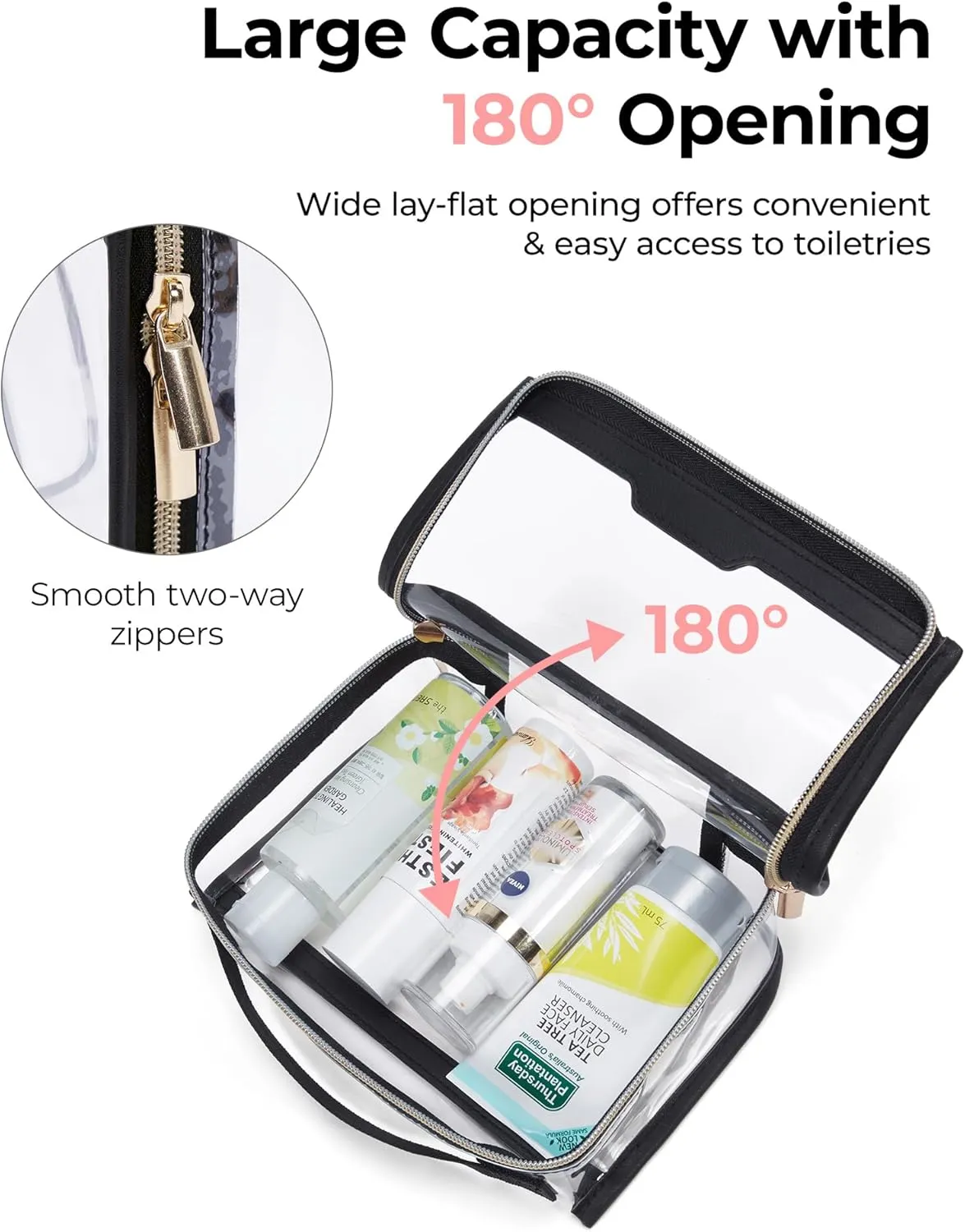 BAGSMART TSA Approved Toiletry Bag, Clear Travel Toiletry Bag, Makeup Cosmetic Pouch Bag for Women Quart Size Compliant Bag Organizer for Travel Essentials (GreyPack of 2)