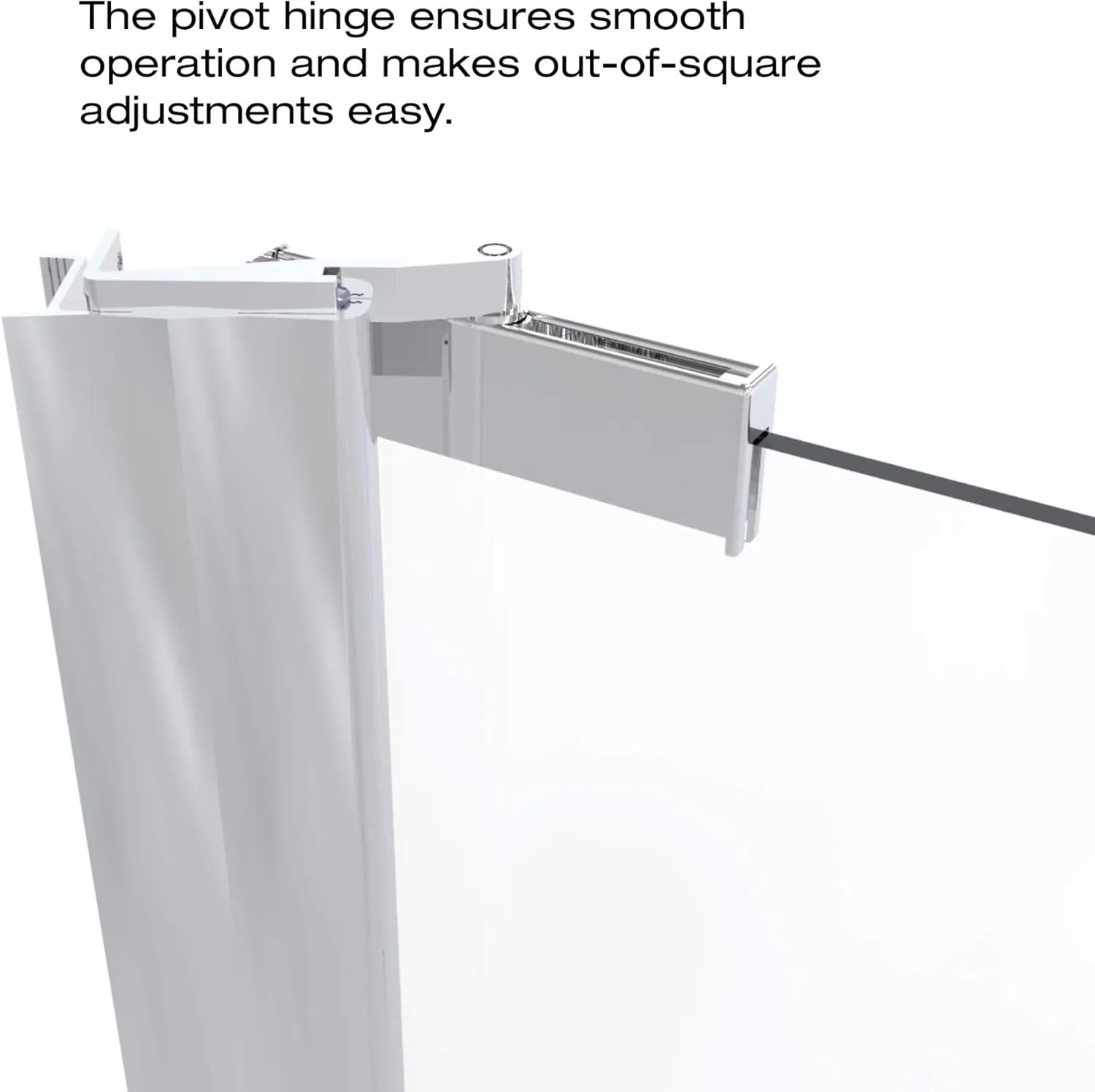 Basco Armon 26.625 to 28.125 in. width, Semi-Frameless Pivot Shower Door, AquaglideXP Clear Glass, Silver Finish