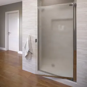 Basco Armon 26.625 to 28.125 in. width, Semi-Frameless Pivot Shower Door, Obscure Glass, Silver Finish