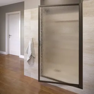 Basco Deluxe 31.125- 32.875 in. Width, Glass Shower Door, Rain Glass, Oil Rubbed Bronze Finish