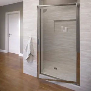 Basco Sopora 31.125- 32.875 in. Width, Pivot Shower Door, Clear Glass, Chrome Finish