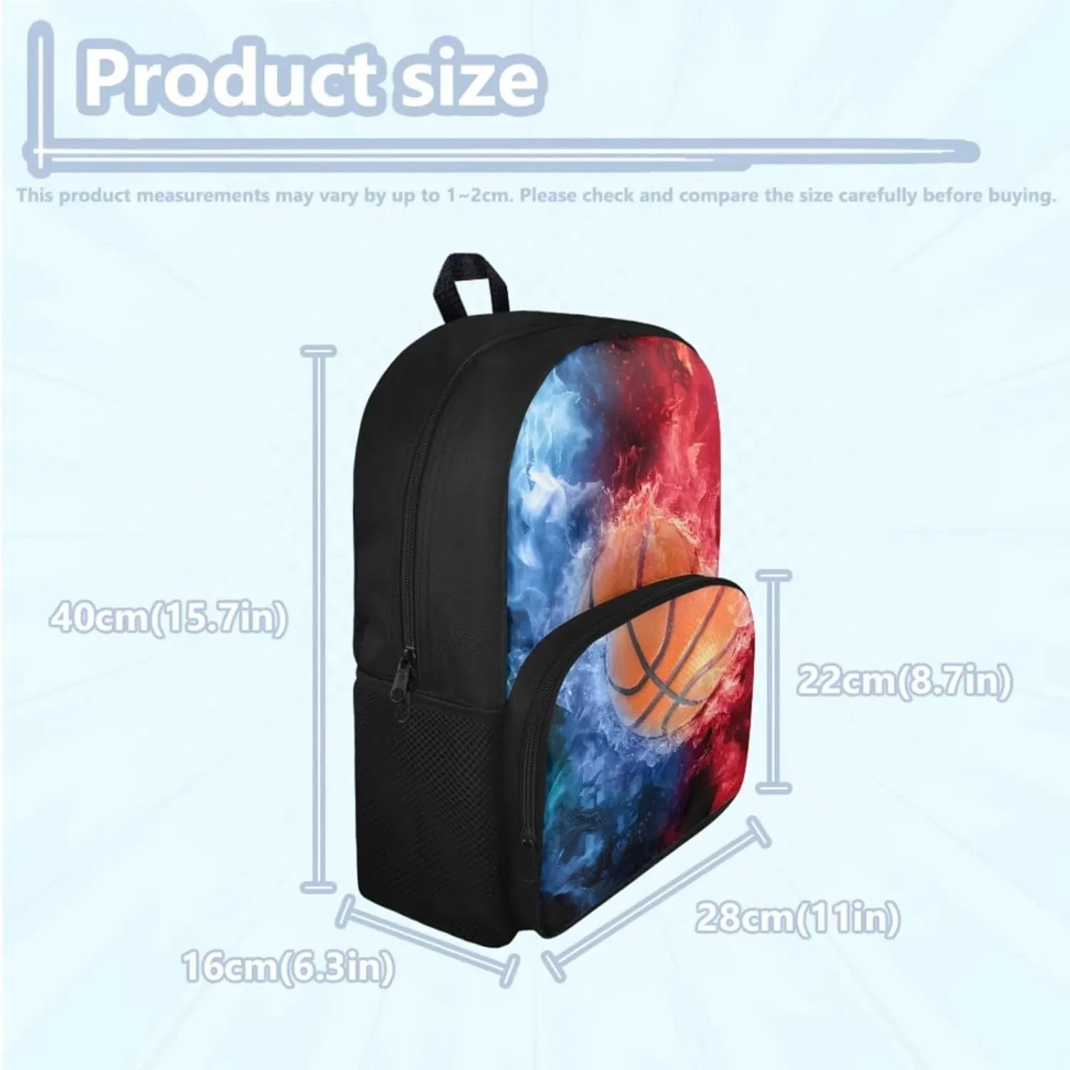 Basketball Backpack for Kids Boys Preschool Elementary School Bookbag Print Cool Children Kids School Bag with Small Lunch Box Pencil Bag 3 Pcs Child Student Backpack Set