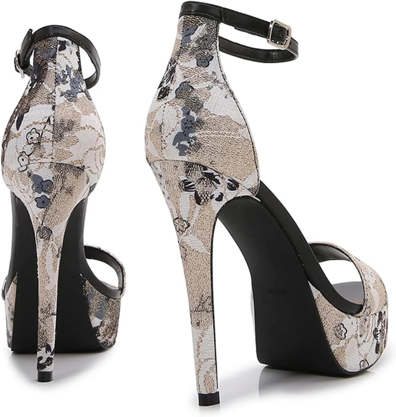 bbruriy Womens Patent Leather Platform High Heels Dress Sandals Stiletto Peep Toe Ankle Strap Wedding Party Evening Bride Shoes 5Inch/13Cm