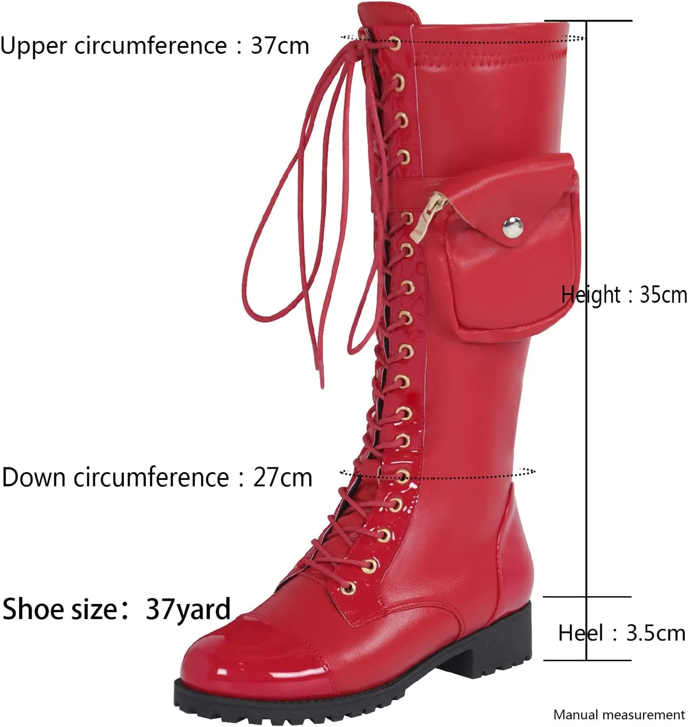 bbruriy Women's Stretch Sexy PU Leather The Knee Boots Chunky Low Heel Thigh High Boots with Small Bag Decoration Fall Winter Long Boots