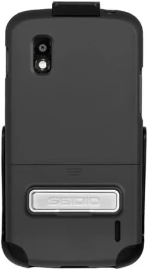BD2-HR3LGN4K-BK Surface Carrying Case with Metal Kickstand and Holster Combo for LG Nexus 4 - Retail Packaging - Black