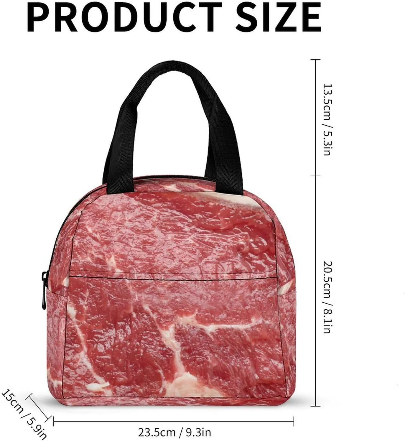 Beef Meat Cute Lunch Bags for Men And Women, Large Capacity Lunch Tote Bags with Adjustable Shoulder Straps, Reusable Insulated Lunch Boxes