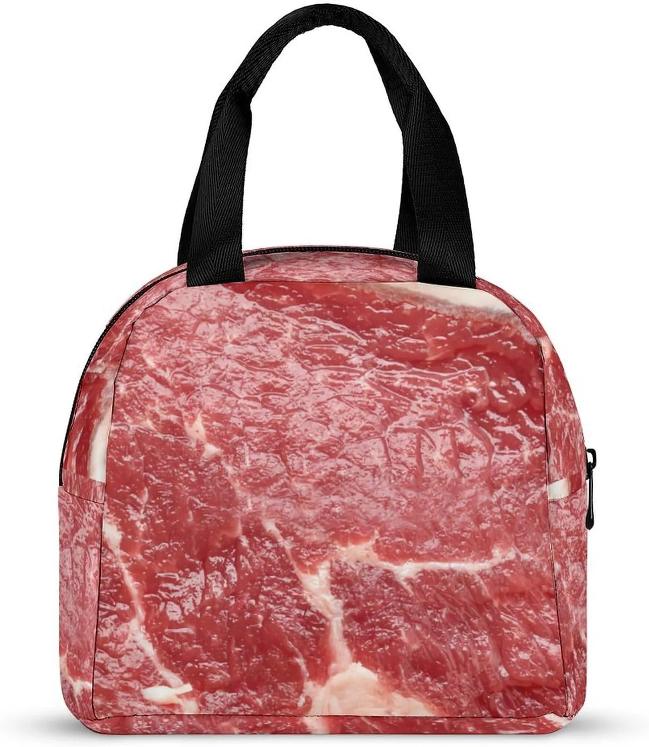Beef Meat Cute Lunch Bags for Men And Women, Large Capacity Lunch Tote Bags with Adjustable Shoulder Straps, Reusable Insulated Lunch Boxes
