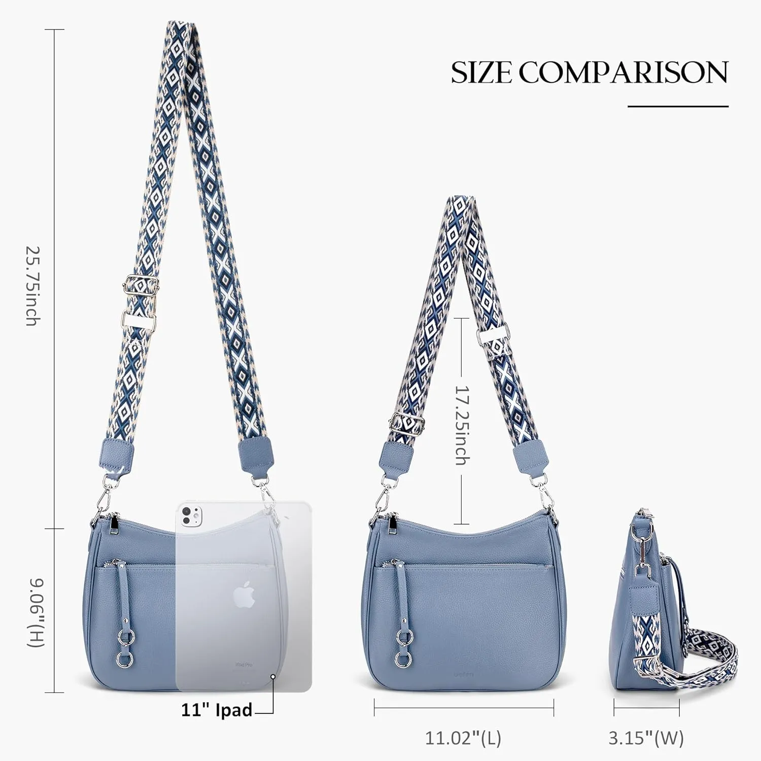 befen Genuine Leather Crossbody Bags for Women Travel Hobo Bags for Women with Adjustable Shoulder Guitar Strap
