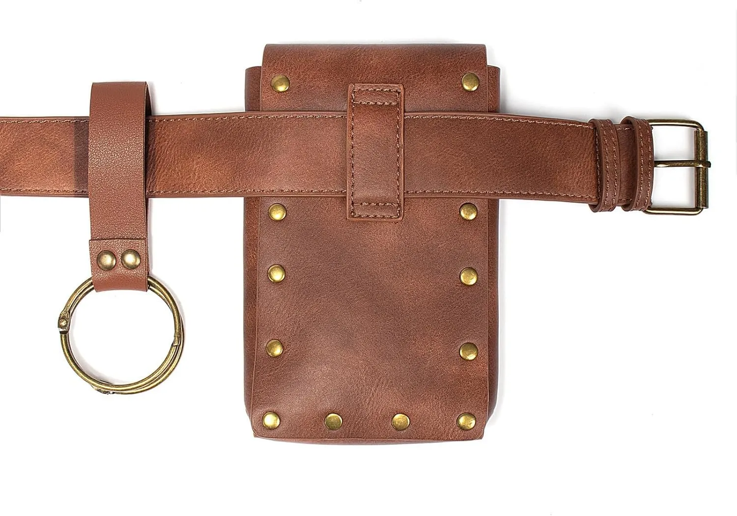 Belt Pouch Waist Bag Fanny Pack Steampunk Phone Holder Medieval Bag Leather Belt Renaissance Cosplay Costume Accessories (3Bottle-New/Brown)