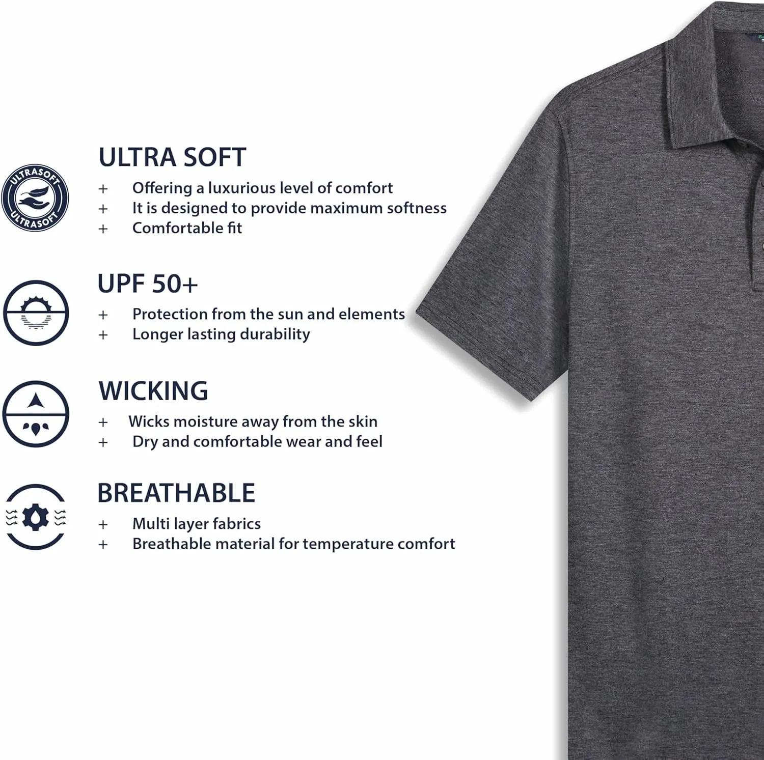 Ben Sherman Men's Golf Sport Athletic Fit, UPF , Moisture-Wicking, Odor Resistant, Casual Shirt