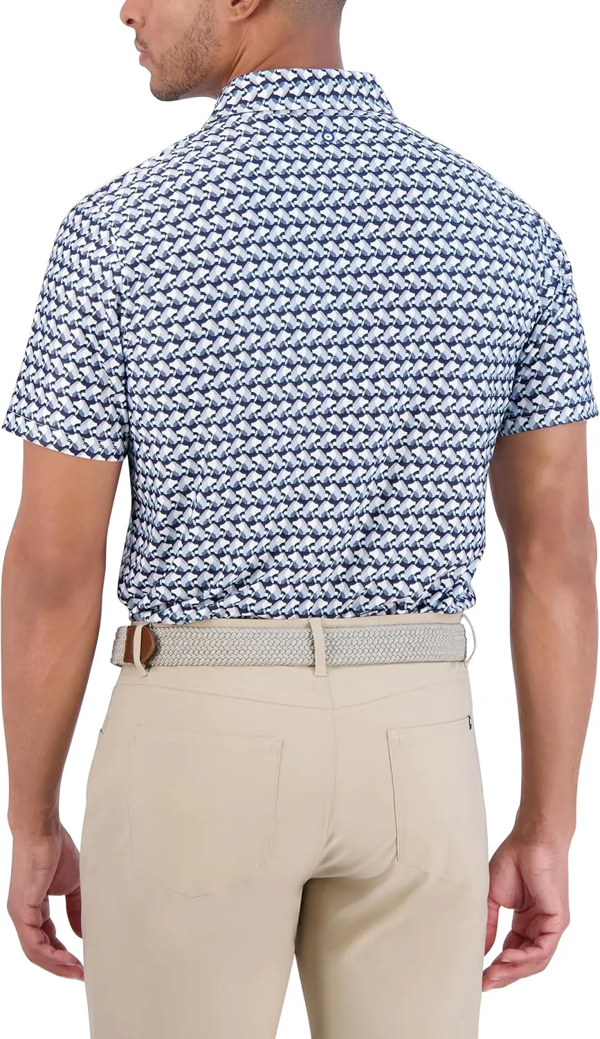 Ben Sherman Men's Short Sleeve Printed Tech Sports Fit Polo Top