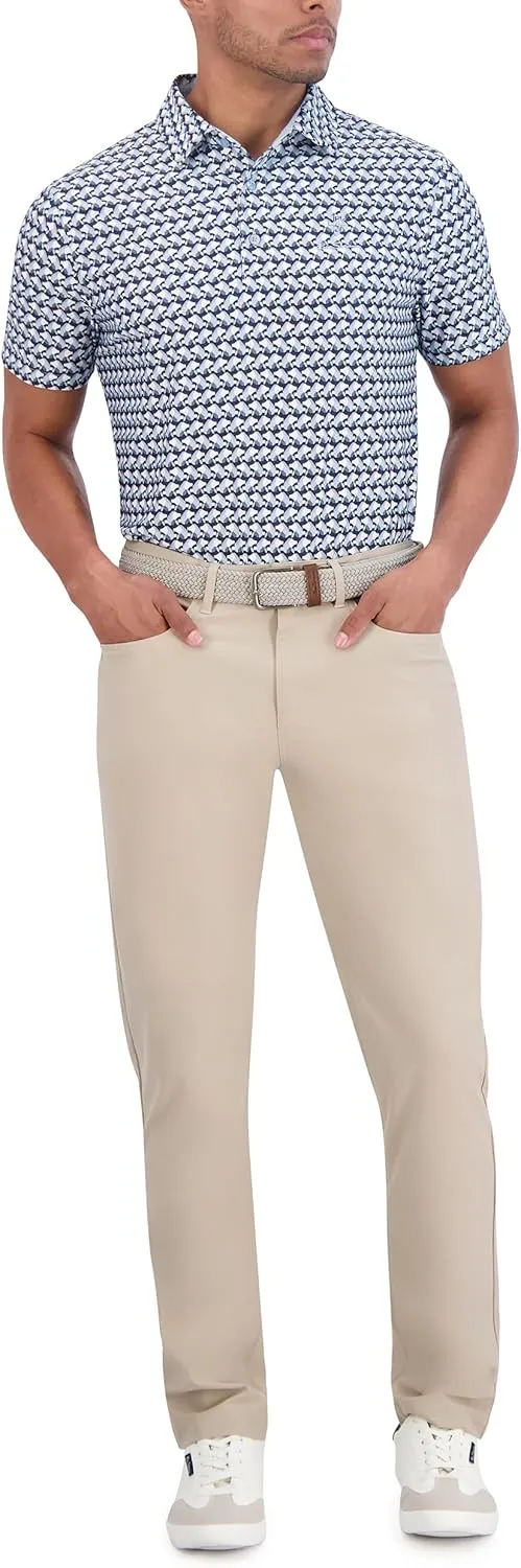 Ben Sherman Men's Short Sleeve Printed Tech Sports Fit Polo Top