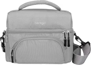 Bentgo Deluxe Lunch Bag - Durable and Insulated Lunch Tote with Zippered Outer Pocket, Internal Mesh Pocket, Padded & Adjustable Straps, & 2-Way Zippers - Fits Most Lunch Boxes (Gray)