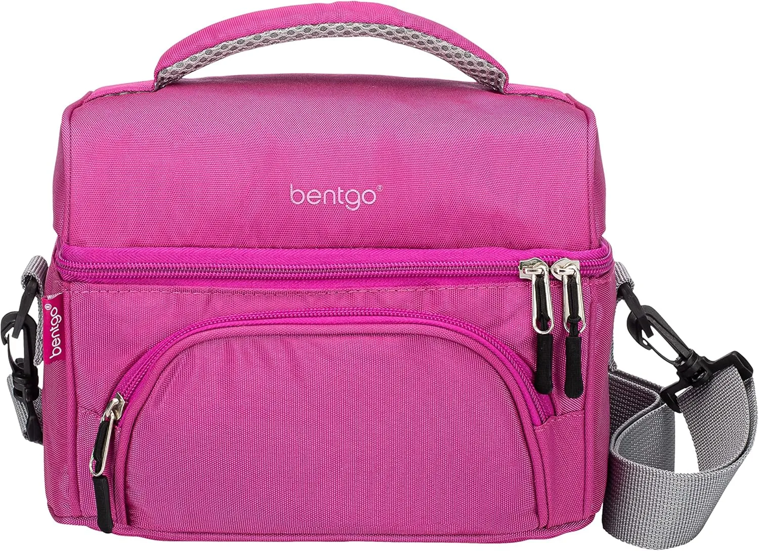 Bentgo Deluxe Lunch Bag - Durable and Insulated Lunch Tote with Zippered Outer Pocket, Internal Mesh Pocket, Padded & Adjustable Straps, & 2-Way Zippers - Fits Most Lunch Boxes (Purple)