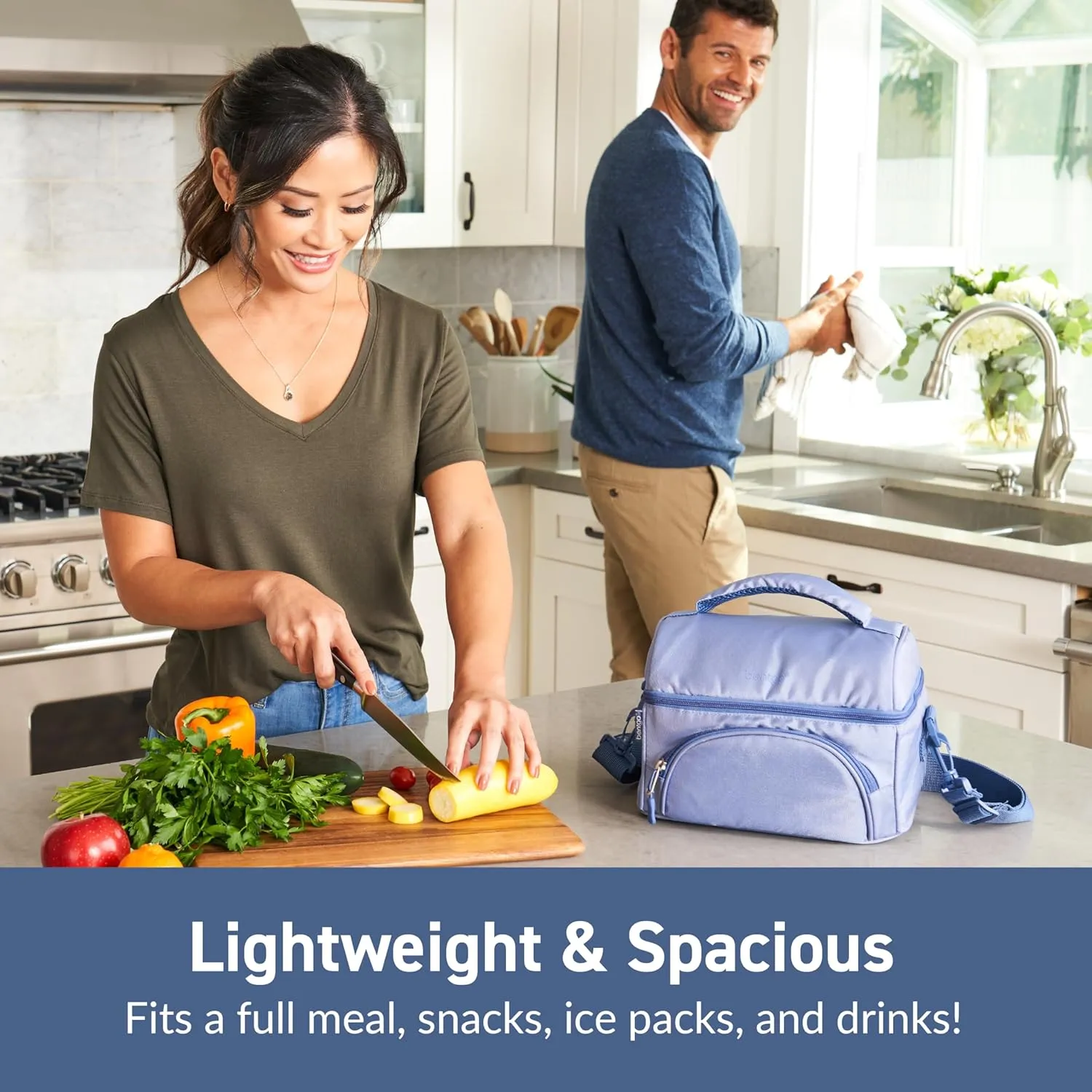 Bentgo® Deluxe Lunch Bag - Durable and Insulated Lunch Tote with Zippered Outer Pocket, Internal Mesh Pocket, Padded & Adjustable Straps, & 2-Way Zippers - Fits Most Lunch Boxes (Slate)