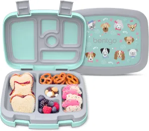 Bentgo Kids Prints Leak-Proof, 5-Compartment Bento-Style Kids Lunch Box - Ideal Portion Sizes for Ages 3-7, Durable, Drop-Proof, Dishwasher Safe, & Made with BPA-Free Materials (Puppy Love)