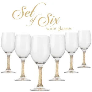 Berkware Crystal Wine Glass with Gold Stem, Set of 6