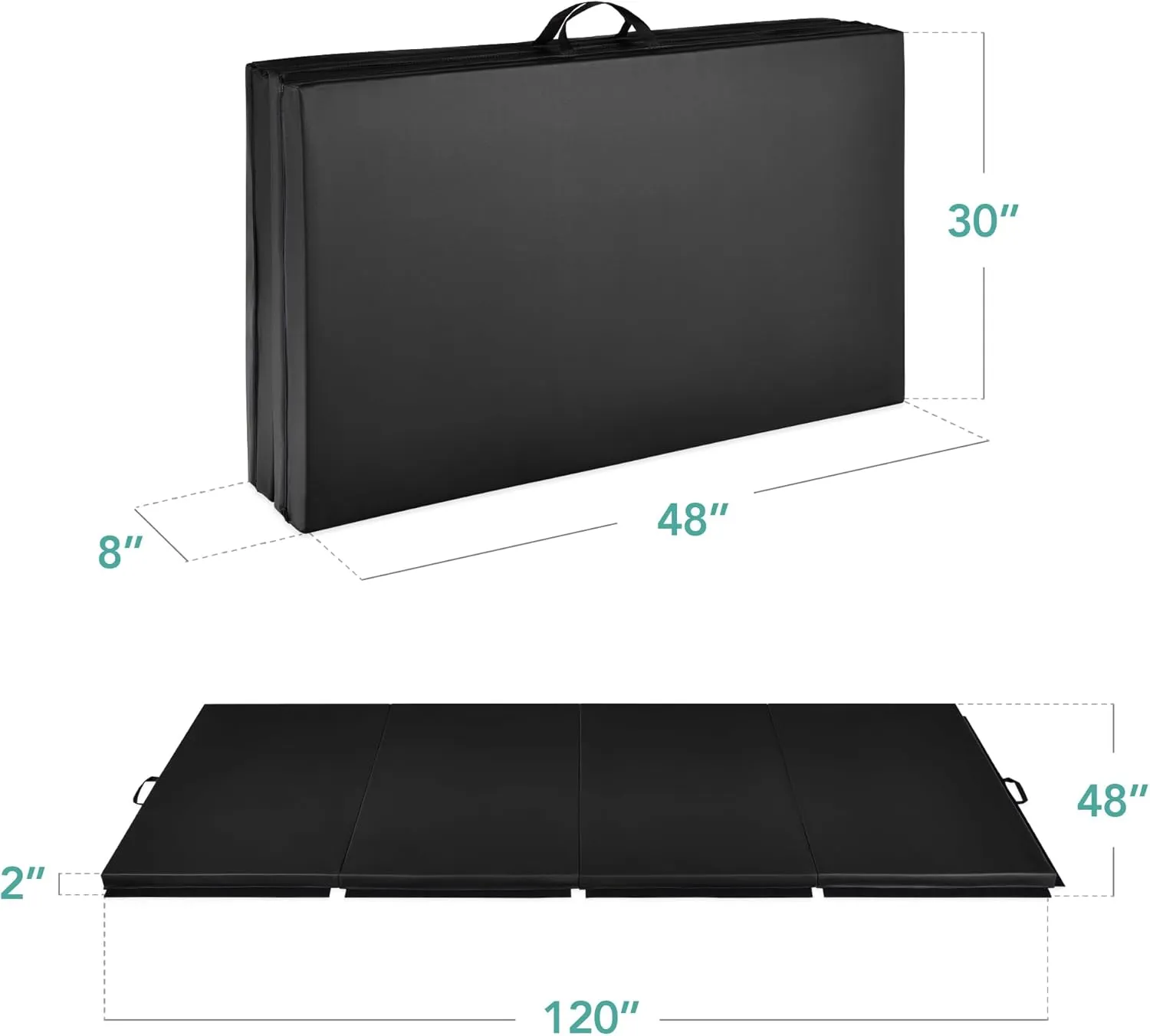 Best Choice Products 10ftx4ftx2in Folding Gym Mat 4-Panel Exercise Gymnastics Aerobics Workout Fitness Floor Mats w/Carrying Handles