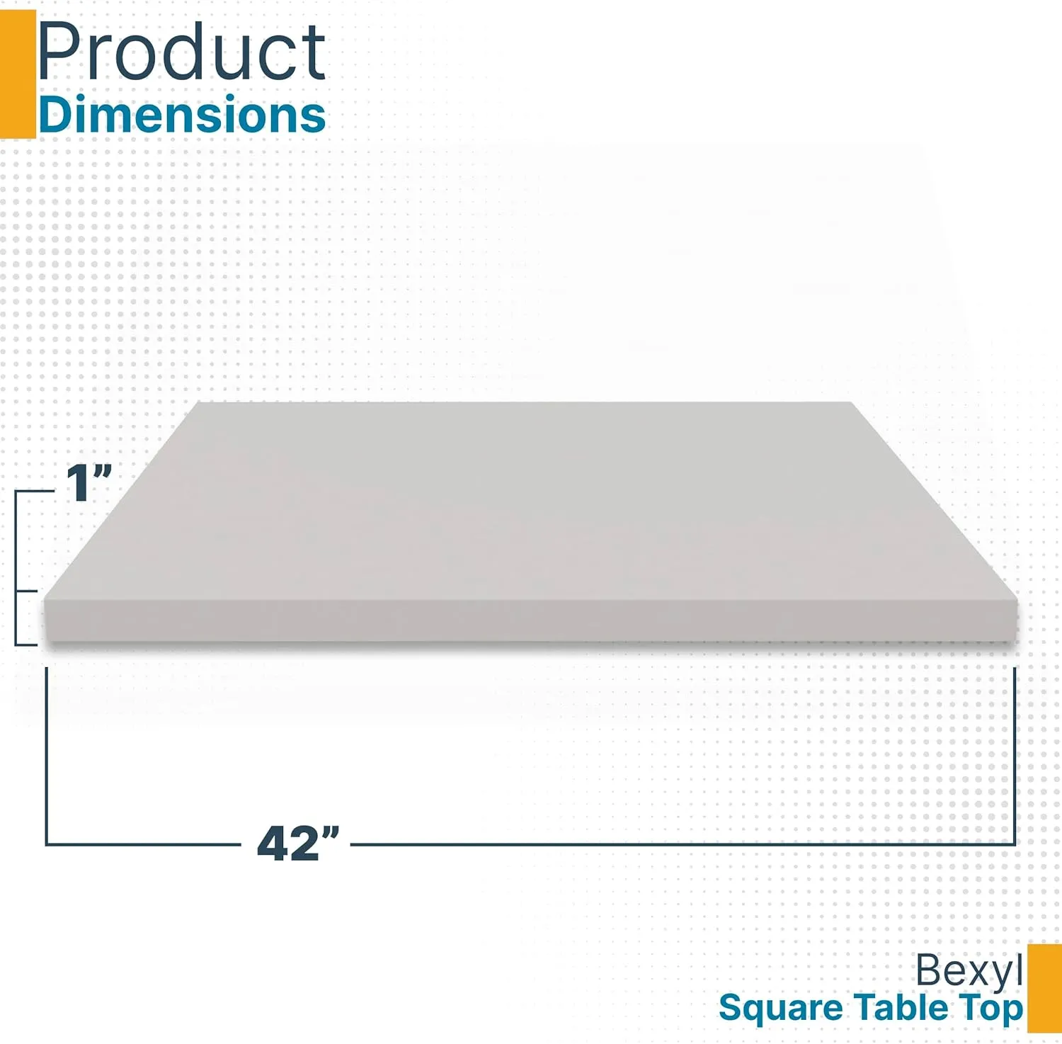 Bexyl 42” Square Multipurpose Table Top, Laminate Surface for Dining, Coffee Shop, Bar, Pub, Covered Patio, Kitchen, Commercial Use (Gray, 42" Square)