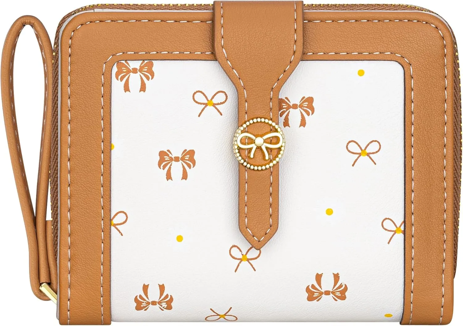 BIAOTIE Bow Women's Wallet Cute Bifold Zipper Around Wallet for Women RFID Credit Card Holder Purse for Ladies Aesthetic Leather Card Holder Purse