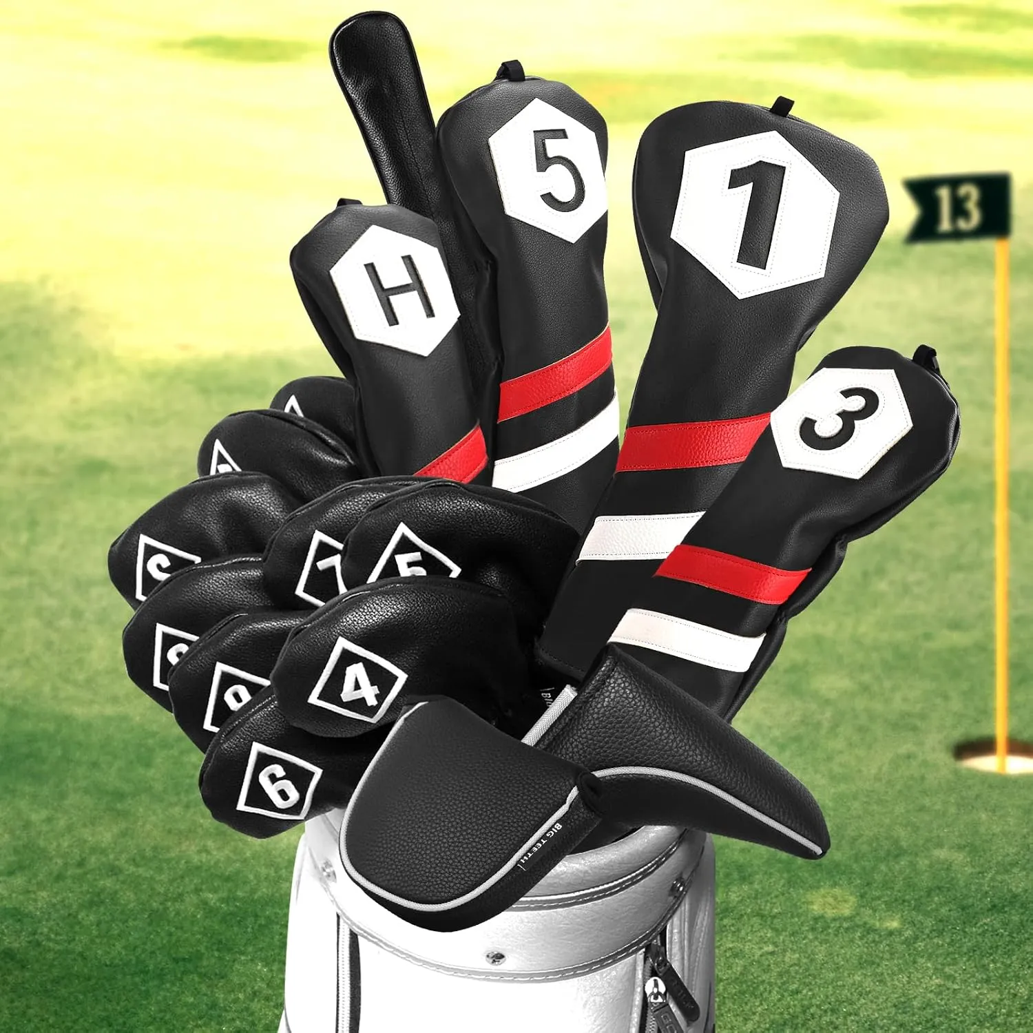 Big Teeth Classic Golf Blade Putter Cover Headcover Mid Mallet Club Protector Magnetic Bar Closure Compatible with Scotty Cameron Taylormade Odyssey