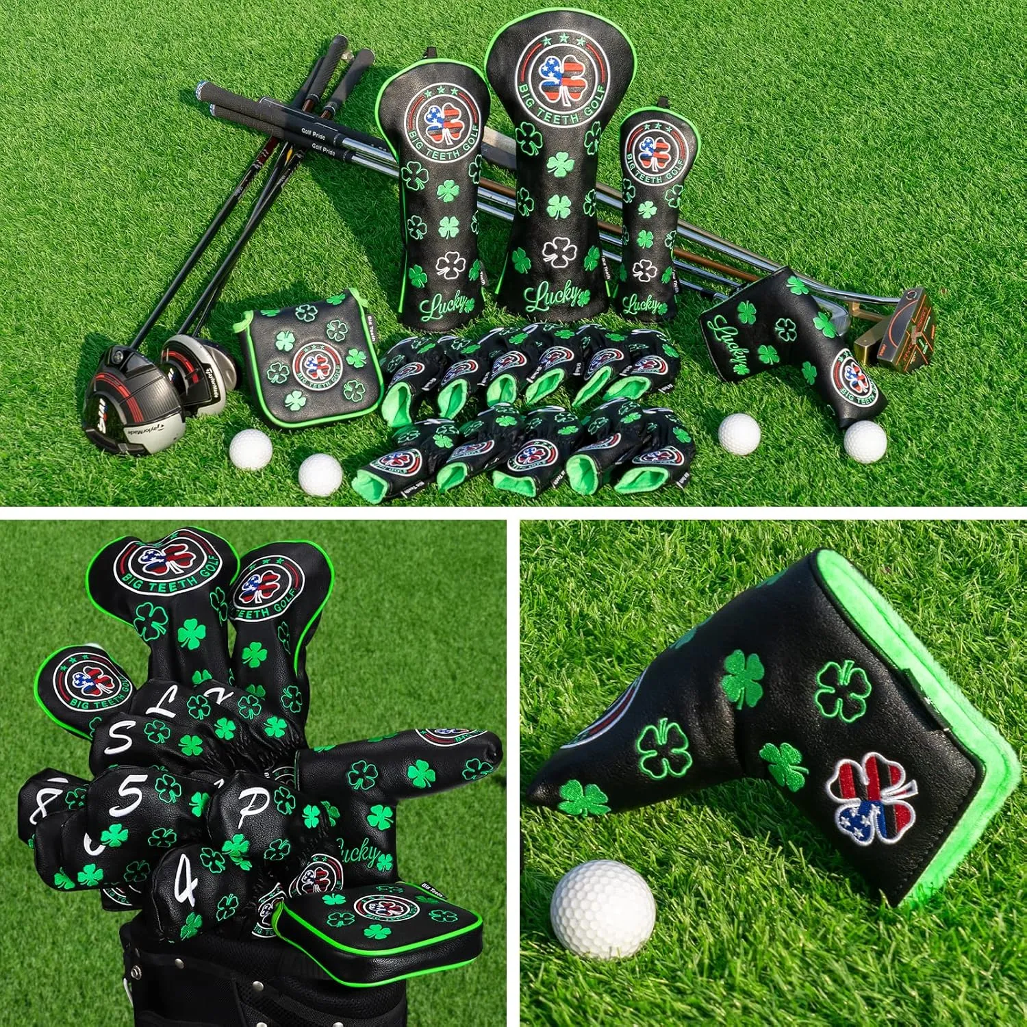 BIG TEETH Golf Blade Putter Cover Headcover Club Protector Magnetic Bar Closure Lucky Putter Cover for Scotty Cameron Taylormade Odyssey